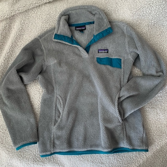 Patagonia Re-tool Snap T Fleece women’s grey and teal/green/blue Medium - Picture 1 of 9